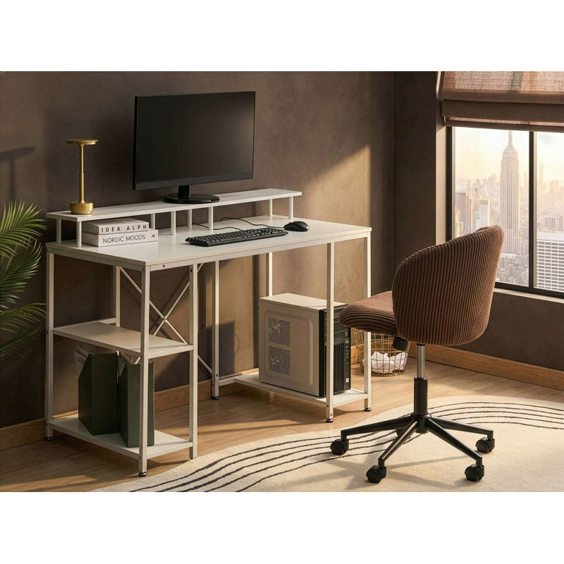 Metal Base Writing Desk, White