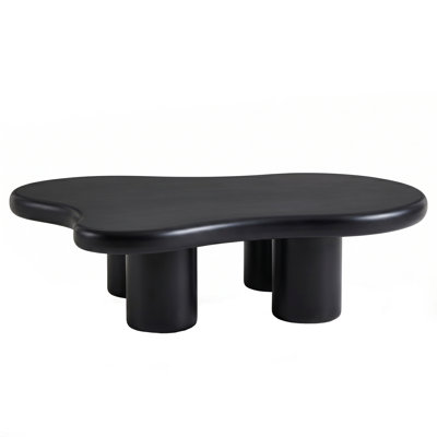48" Modern Cloud-Shaped Coffee Table with 4 Chunky Cylindrical Legs