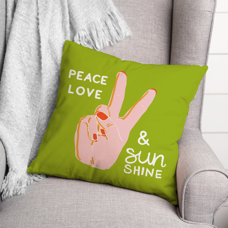  Housse et insert de coussin carré Peace Love Sunshine