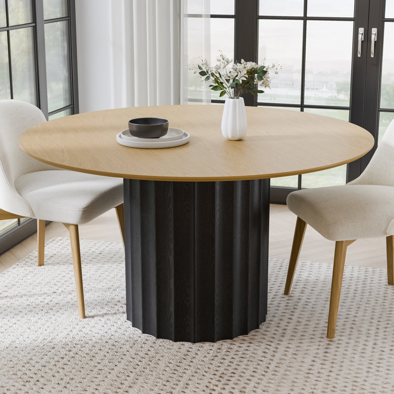 Soild Dining Table Round Kitchen Table, Oak Wood, 30"H x 52"L x 52"W