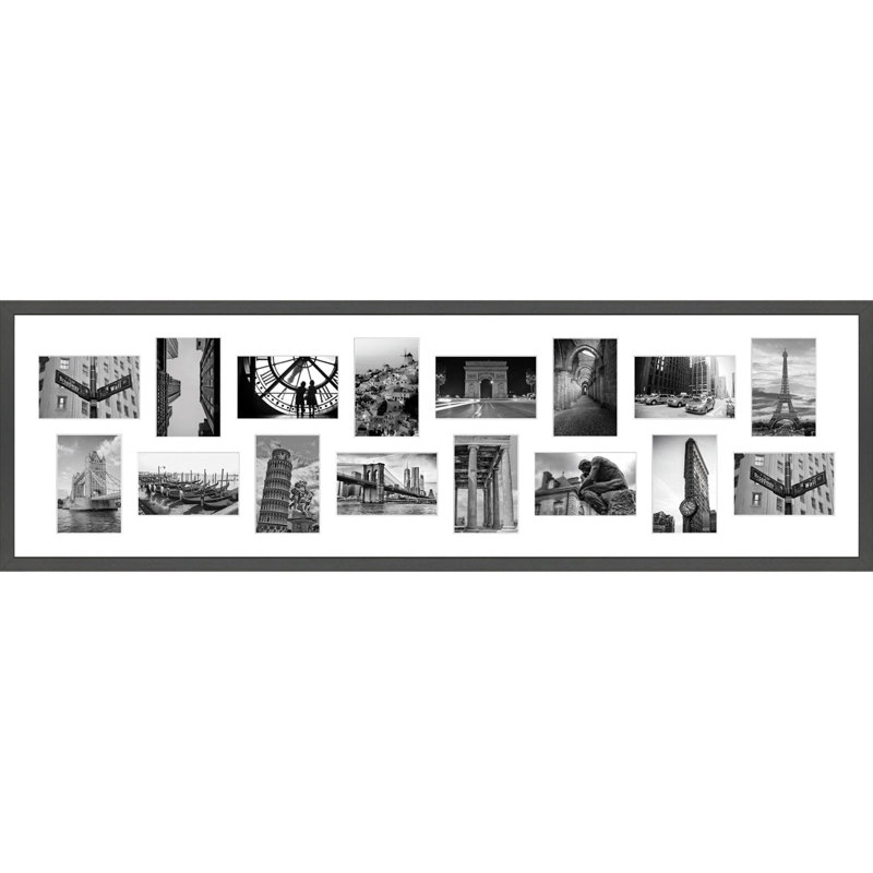 Kumrije Wood Picture Frame with Mat, Dark Grey