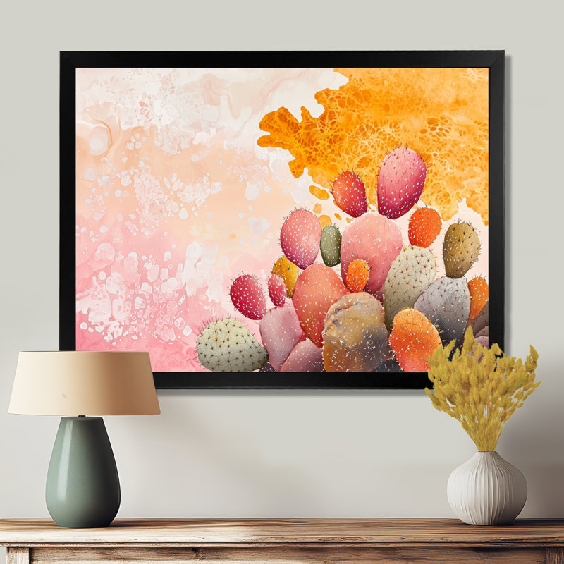 Velours Pulse Of Cactus II - Art mural floral cactus, 12" H x 20" W, Reproduction encadrée d'une seule photo sans pass, Noir