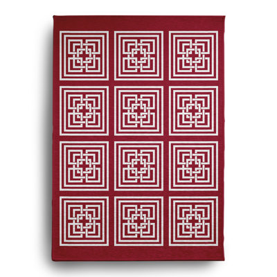 Tapis intérieur / extérieur en chenille tissé à la machine en rouge