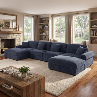 Canapé modulaire en chenille modulaire en U de 169 po avec 2 sièges surdimensionnés en chenille de 169 po