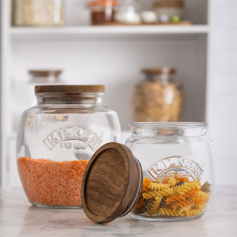 Pots Kilner avec couvercle en bois, ensemble de 2