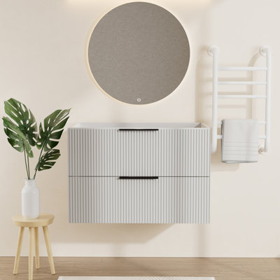Modern Shaker Vanity With Divided Drawers, Soft-Close & Vertical Line Design - 24'' &30'' &36 '' Wall-Mounted (No Sink)