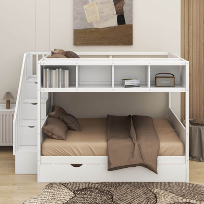 Twin Over Full Bunk Bed With Storage Staircase And Drawers