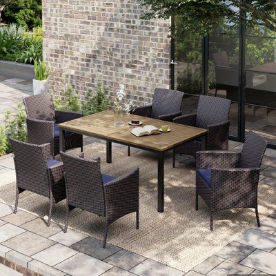 Rectangular 6 - Person 64" Long Dining Set With Cushions And Umbrella Hole
