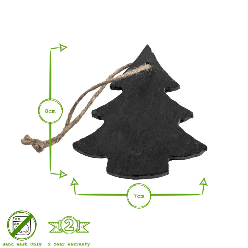 Nicola Spring - Slate Christmas Tree Decoration - 7 x 8cm - Tree