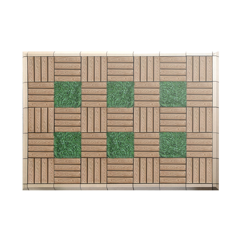 2.9" x 2.9" Plastic Interlocking Deck Tile Corner Pieces  in Oak
