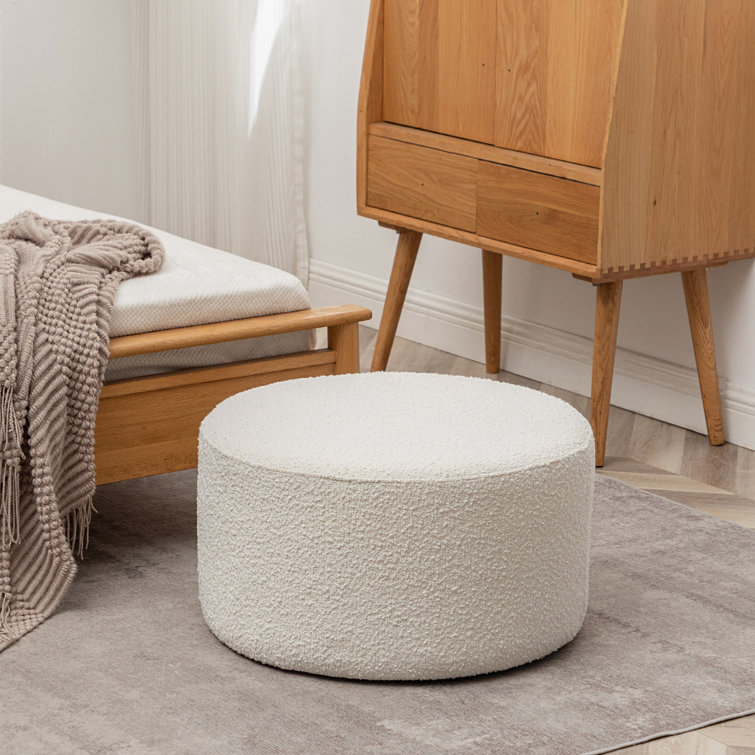 Sherpa Ottoman Stool, Modern S-Shaped Boucle Vanity Stool Pouf Ottoman  Seat, Decorative Floor Chair Foot Stool for Makeup Room, Bedroom, Living  Room