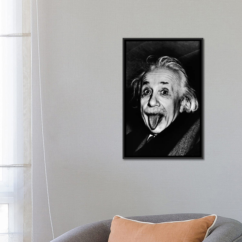 Albert Einstein, collage de sa langue, reproduction sur toile tendue, H 26 po x l 18 po x P 1,5 po, Pas de tapis
