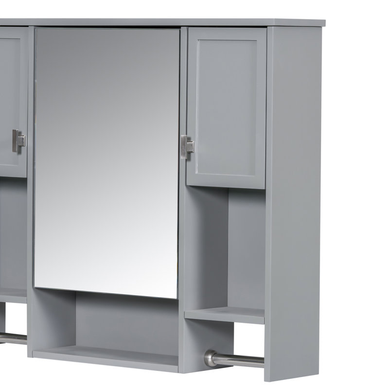 Armoire à pharmacie rectangulaire en bois aggloméré avec miroir l 35 po x H 29 po Kimio, Gris