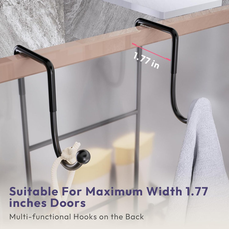 Serviteur de douche au-dessus de la porte SWTYMIKI, organisateur suspendu en acier inoxydable à 3 niveaux avec 16 crochets et porte-savon double, solution de rangement pour salle de bain sans perçage, noir