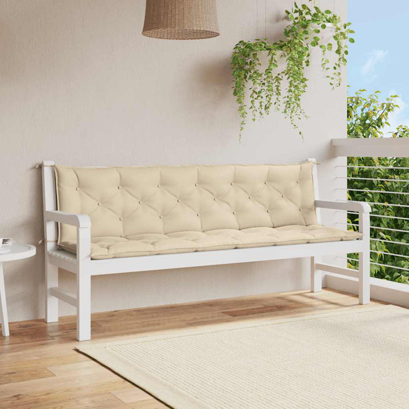 Garden Bench Cushion Set of 2 Beige Oxford Fabric 100 Percent Polyester Outdoor Bench Cushions, 19.7" H x 78.7" W x 2.8" D