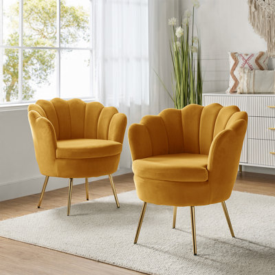 Fauteuil demi-tonneau en velours 30 po Hendrix