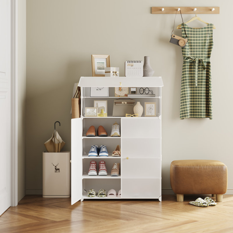 18 Pair Shoe Storage Cabinet, White