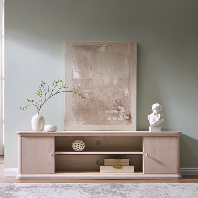 Meuble télé Abarca 70 po avec armoires de rangement et tablettes réglables avec cascade incurvée Abarca