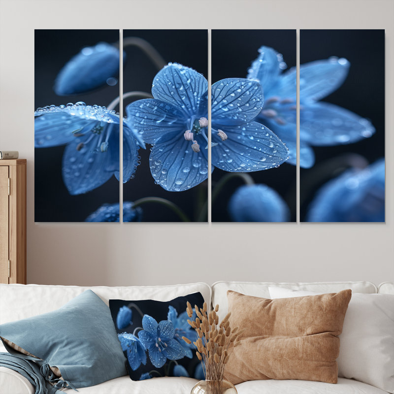 «Blue Grey Frozen Tears Snowdrop», ensemble d'art mural sur toile, H 28 po x l 48 po