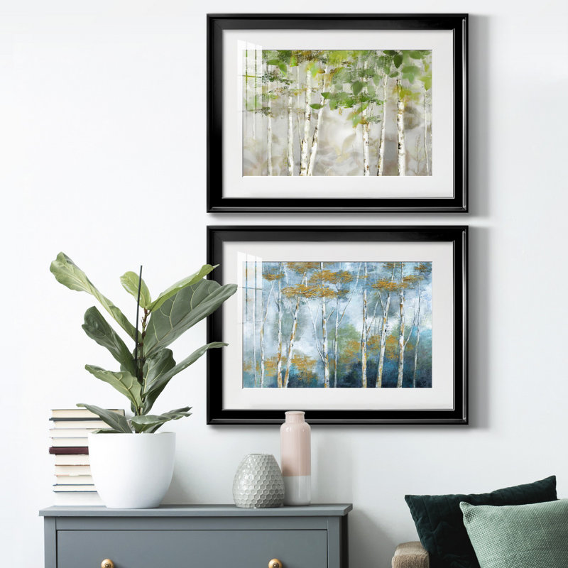 «Evergreen Forest», ensemble de 2 reproductions sur toiles encadrées, Noir, H 18,5 po x l 49 po x P 1,5 po, Pas de tapis