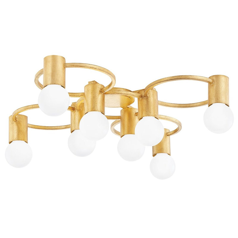 Plafonnier encastré 8 lumières 28 po Nique, Feuille d'or