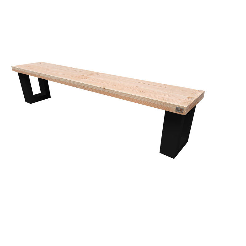 Elodia Solid Wood Bench, 43cm H x 160cm W x 38cm D, Oak/Black