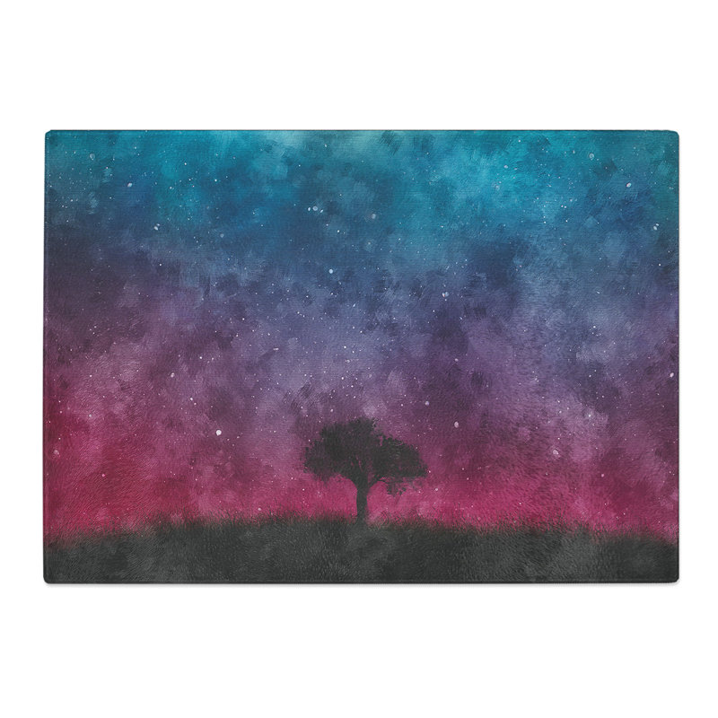 Tempered Glass Tree Under the Cosmos Painting Chopping Board, 20 cm x 28.5 cm
