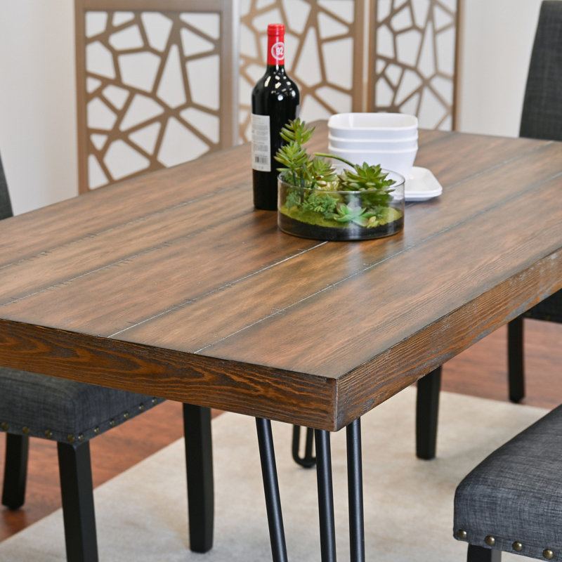Ensemble de salle à manger 7 pièces Amisos, table à manger en épingle à cheveux avec 6 chaises, 3 options de couleurs, Beige