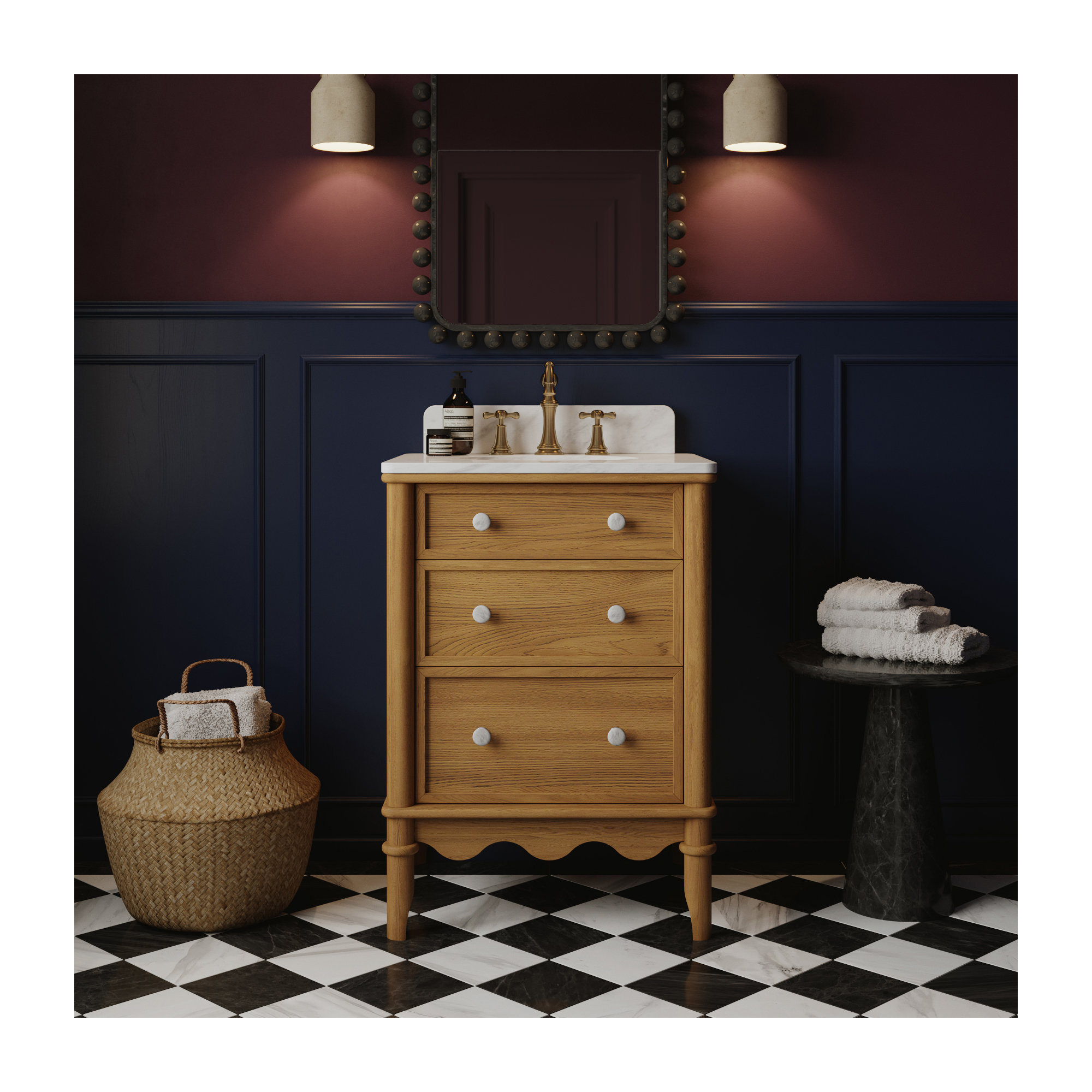 Juliette Bathroom Vanity, Enhanced Natural Oak