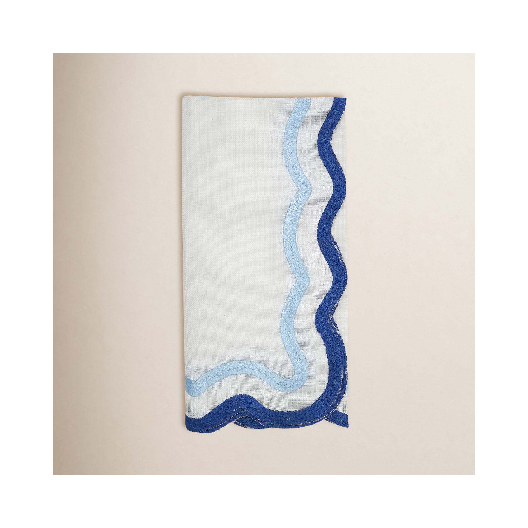 Scalloped Border Napkin (Set of 4), Blue