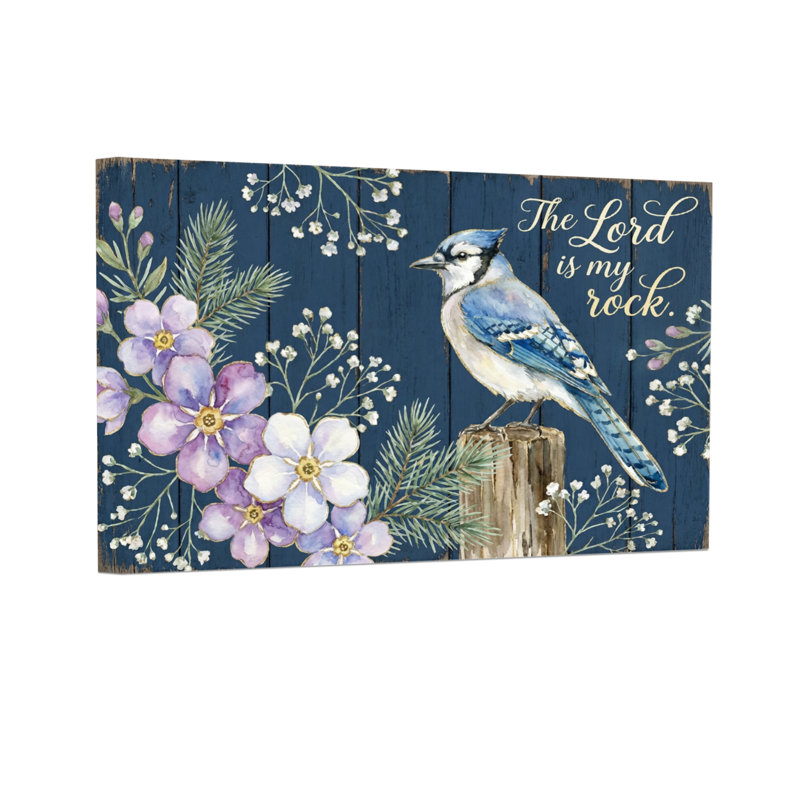 Text & Numbers Bird Floral Wood Script Design Pattern Print, 24" H x 36" W