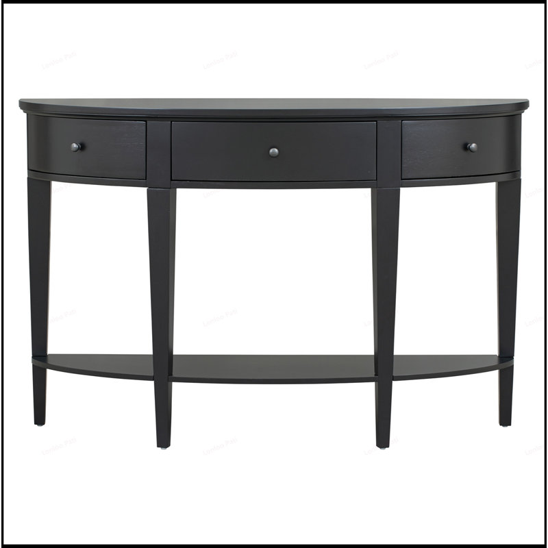 Console moderne et courbée avec beaucoup de rangement, parfaite pour rehausser l'esthétique et la fonctionnalité de n'importe quelle pièce.