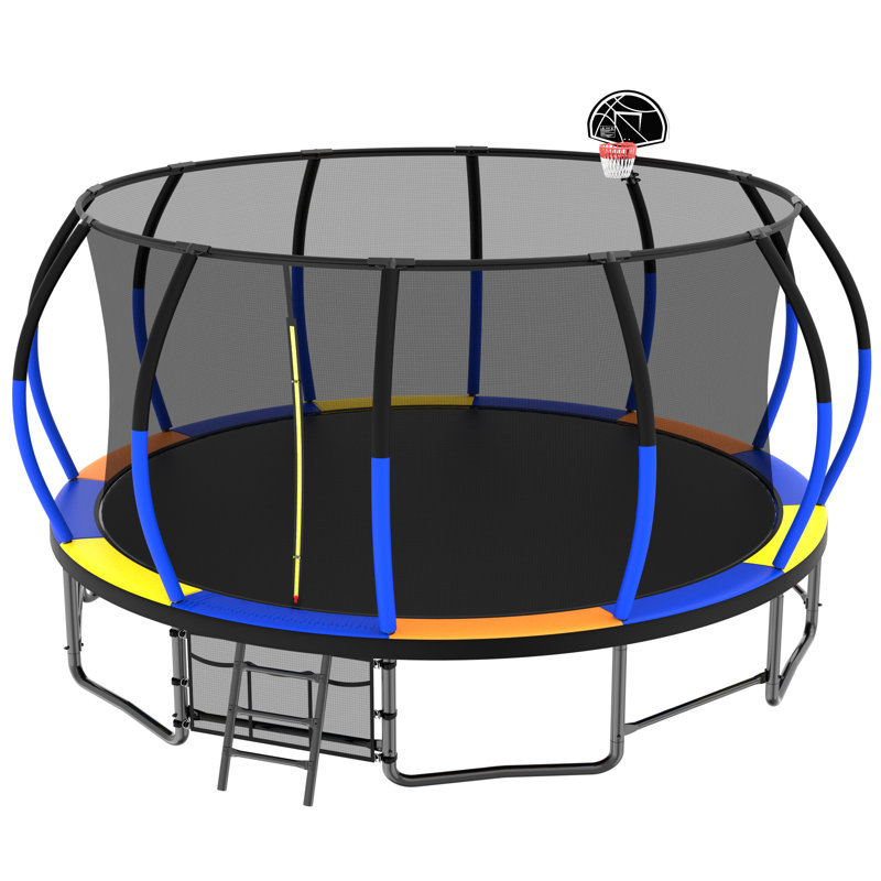 16Ft Trampoline With Enclosurerecreational Trampolines With Ladder And Antirust Coating, Astm Approval Outdoor Trampoline For Kids