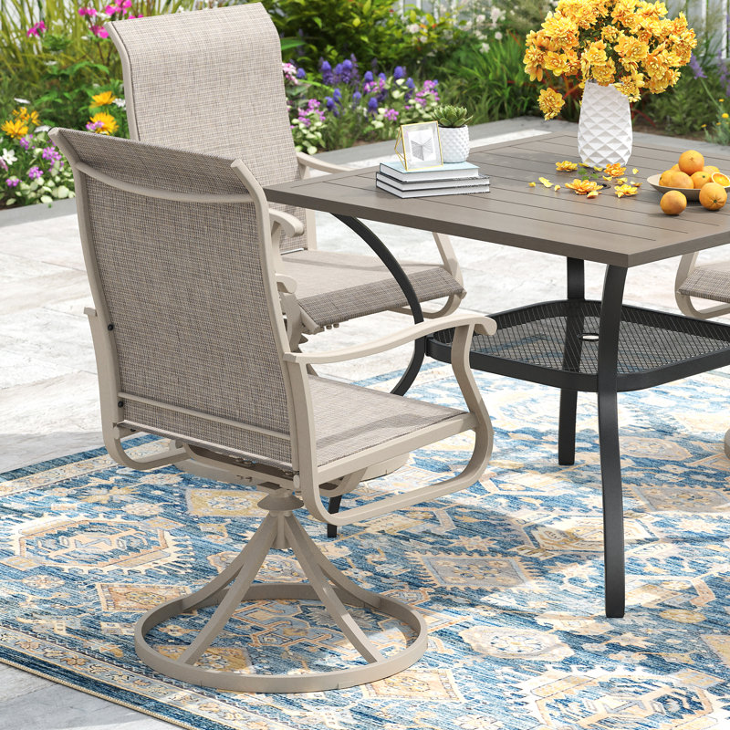 Fauteuils d'extérieur pivotants, Coussin crème / cadre crème