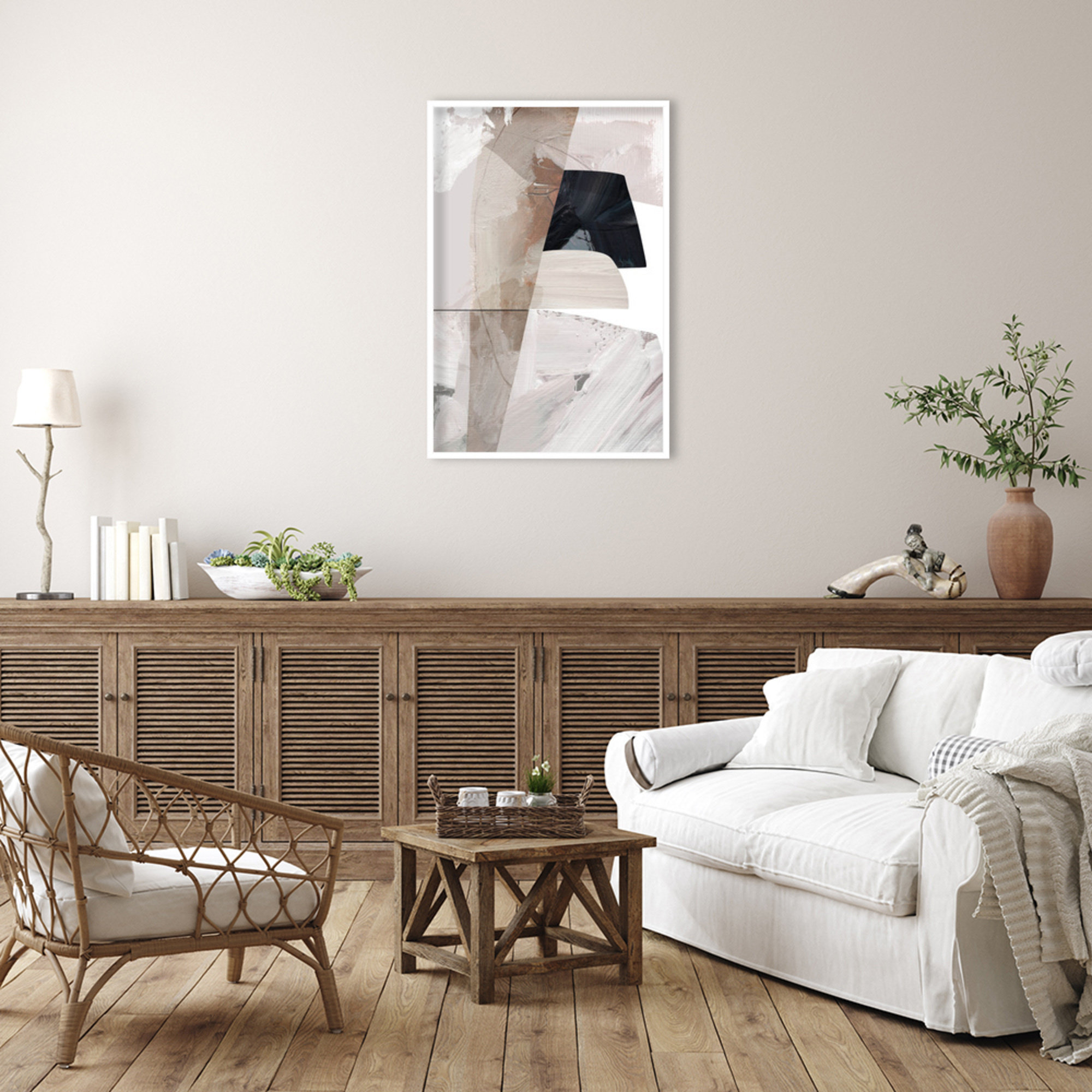 Caves by Dan Hobday Wood Framed Wall Art Print, White, 41" H x 28" W