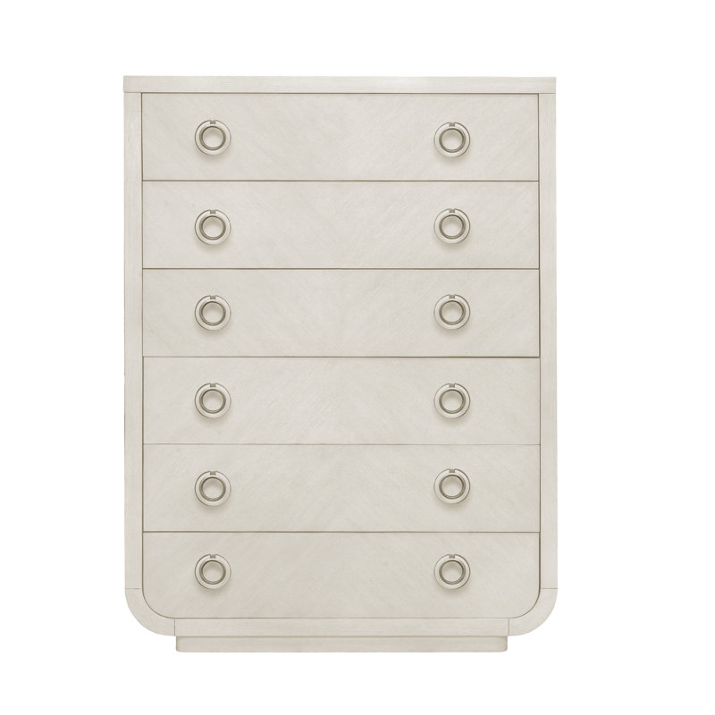 White Transitional 6-Drawer Chest with Metal Hardware