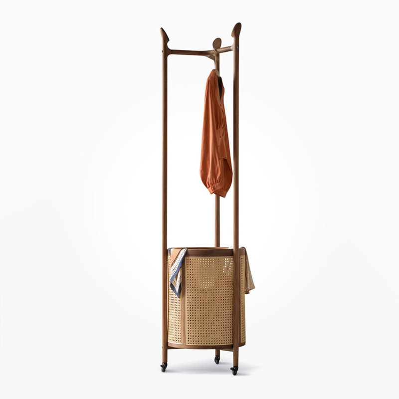 Solid Walnut Coat Rack And Laundry Hamper