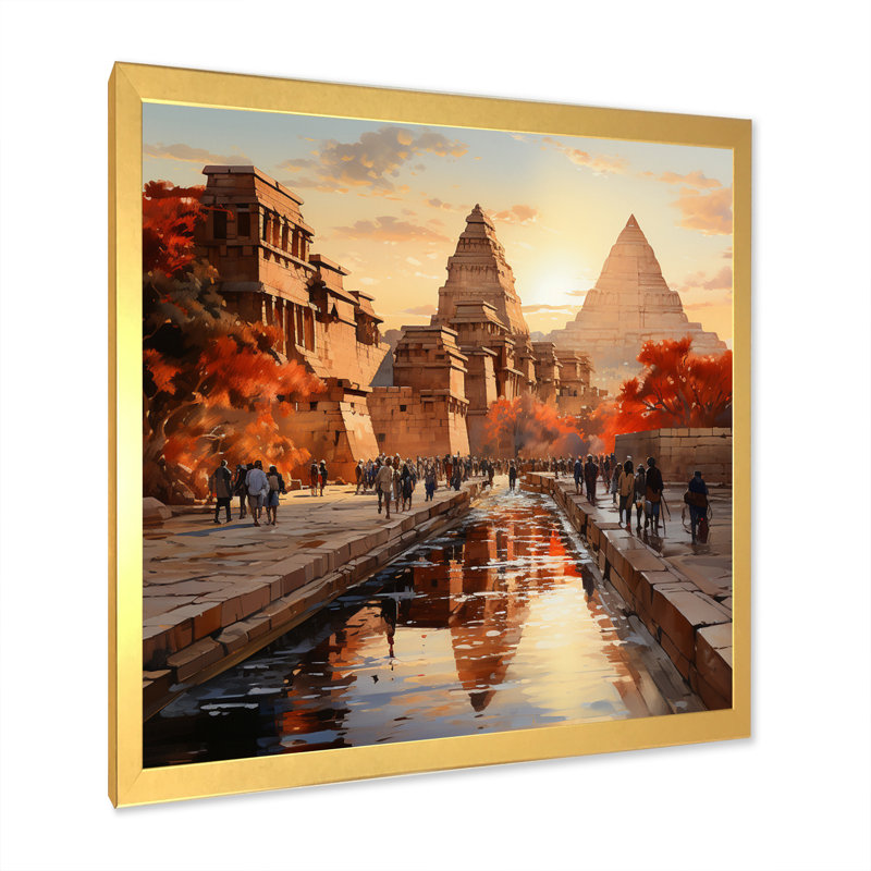 " Egypt Journey To Karnak ", Gold Single Picture Framed, 30" H x 30" W x 1" D