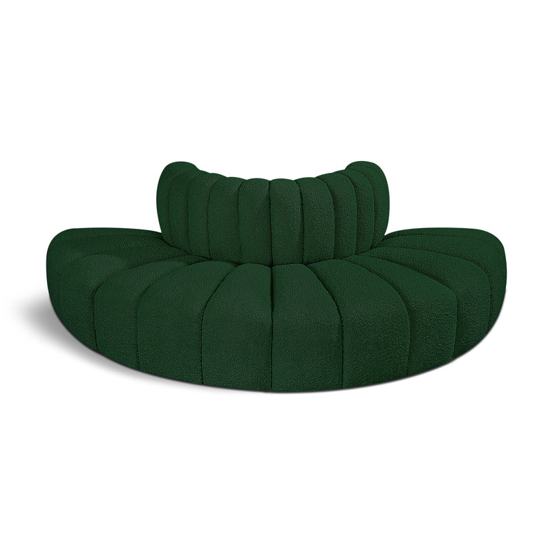 Canapé et méridienne rembourrés Iyleena, Tissu bouclé vert
