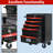 Multi-function 5-drawer Tool Trolley - Powder-coated Steel With Ball Bearings & Parking Brakes, Red & Black