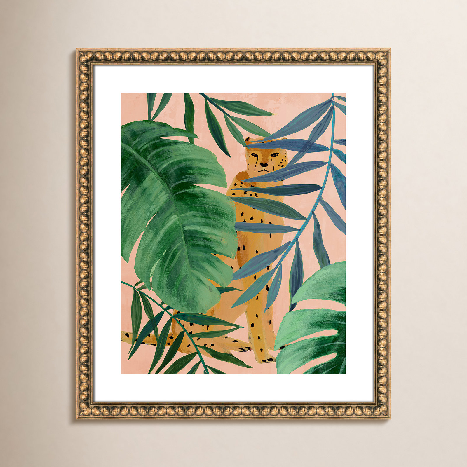 Silent Jungle - Painting Print, Gold Bead Framed Paper, 25.5" H x 21.5" W x 1.13" D