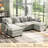 George 6-Piece Upholstered Chenille U Shaped Sectional Sofa with Two Ottomans-1015236817