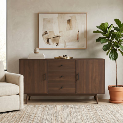 Buffet 70 pouces en bois massif, armoire rustique avec 4 portes de grange, grande console de rangement pour la salle à manger et le salon