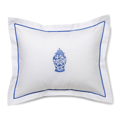Jacaranda Living Embroidered Cotton Reversible Pillow Cover