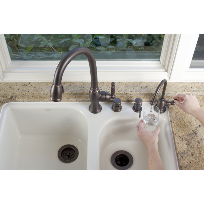 Nadya Single Handle Pull Down Kitchen Faucet, Antique Nickel
