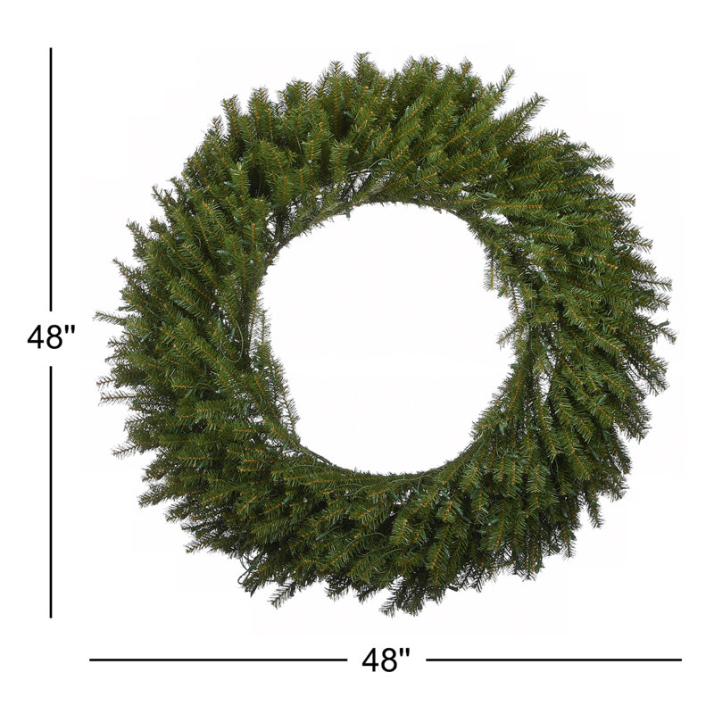 The Holiday Aisle® Memory-Shape Norwood Fir Wreath with White LED Lights, 4" H x 48" W x 48" D