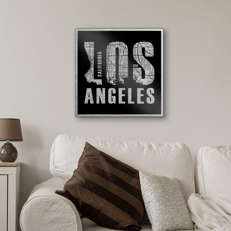 Los Angeles Letter Map - No Frame Print on Metal