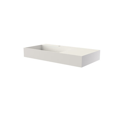 Lavabo de meuble-lavabo de salle de bain en résine de pierre, s'adapte à tous les agencements, teintures, installation murale et de comptoir, esthétique avec bords lisses, surface unie de couleur blanche mate, profondeur du produit: 35,52 po, 17,69 po