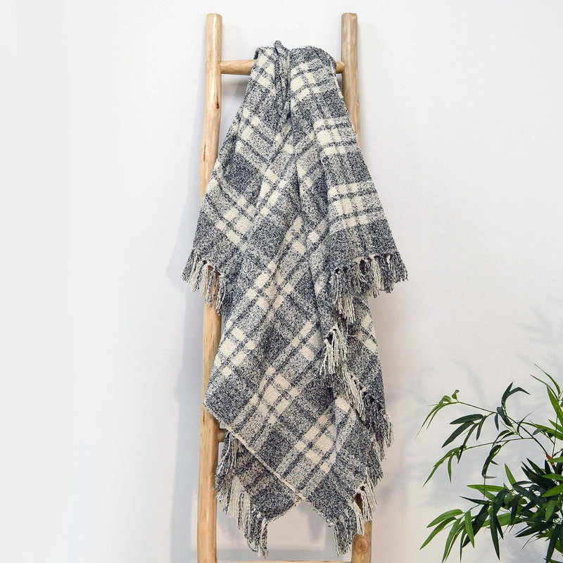 Runnells Chenille Tartan Throw, W125 x L150cm, Grey