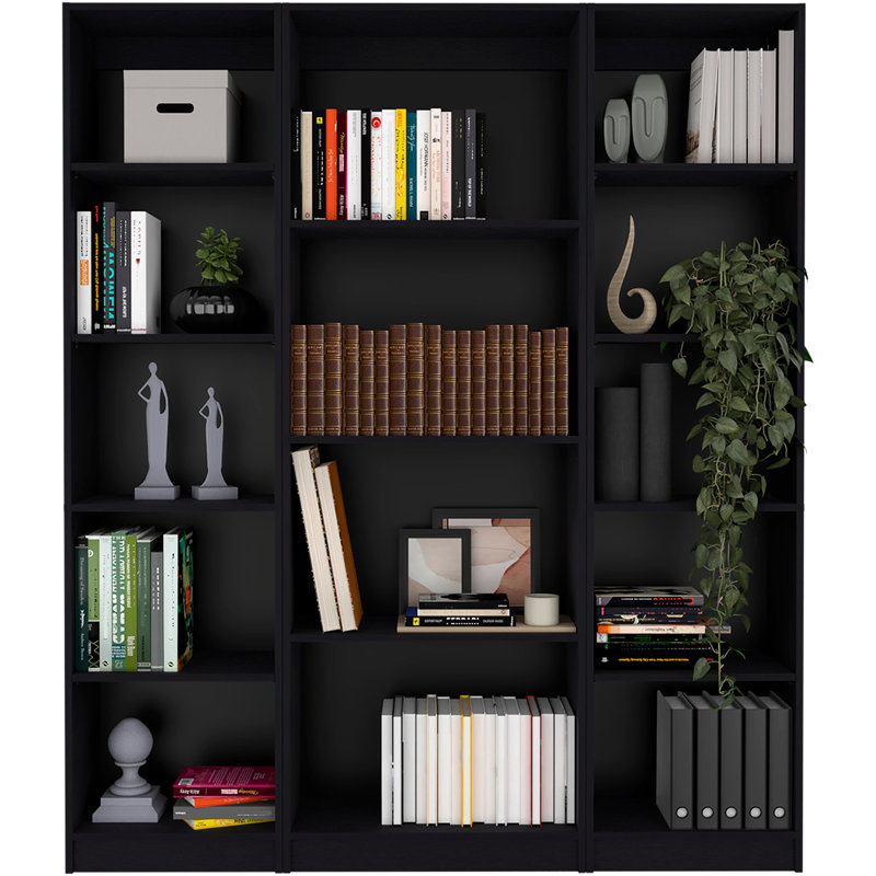 Black 3 Living Room Bookcase Grouping - Versatile Organization 3 In Elegant Shelf Space